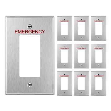 Enerlites Decorator One-Gang Emergency Metal Wall Plate, Impact Resistant, Mid-Size